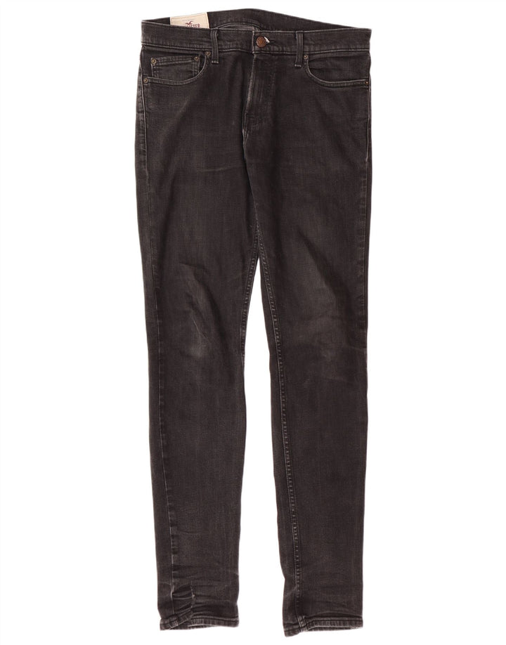 HOLLISTER Herren Skinny Jeans W32 L34 Schwarze Baumwolle