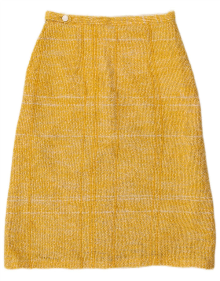 Vintage Damen A-Linie Rock W26 Klein Gelb kariert