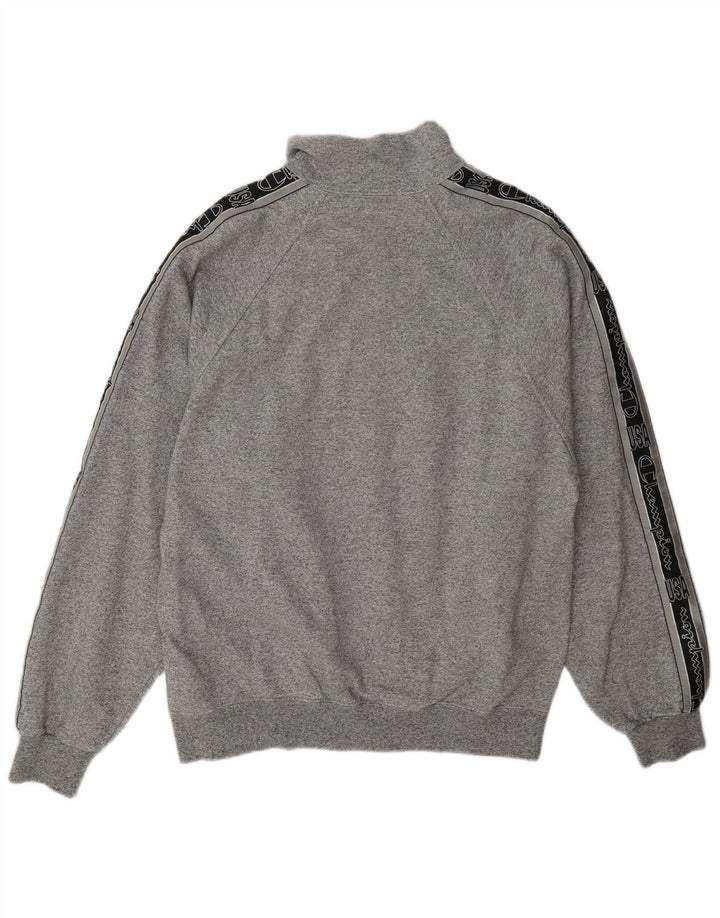 Champion Herren-Sweatshirt mit grafischem Reißverschluss, Größe L, Grau, Farbblock