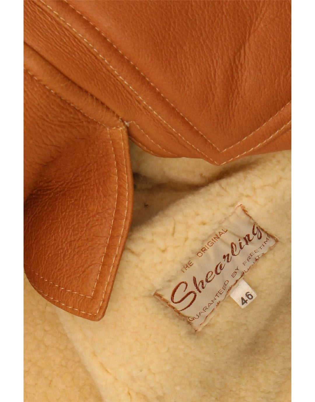 Vintage Damen Shearling Jacke IT 46 Large Beige Colourblock