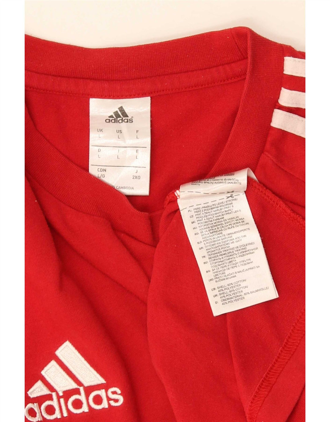 Adidas Herren T-Shirt Top Large Rot Colourblock Baumwolle