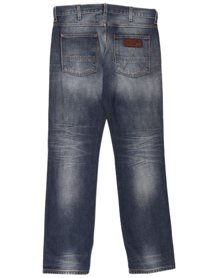 WRANGLER Herren-Crank-Straight-Jeans, W33, L34, blaue Baumwolle
