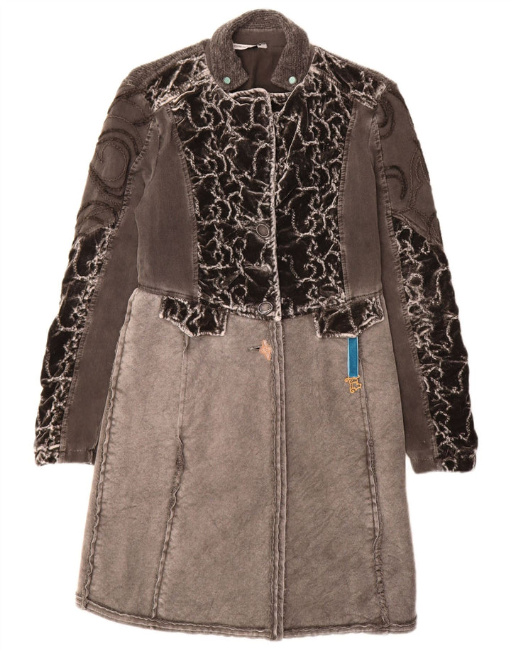 Elisa Cavaletti Damen Mantel UK 10 Small Grey Paisley