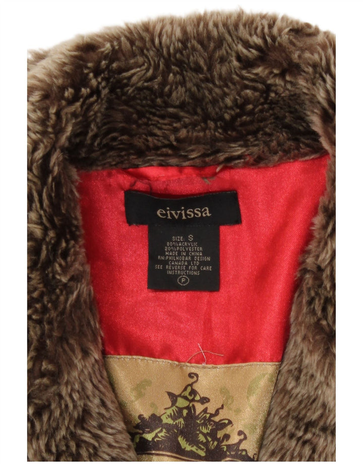 Eivissa Damen Kunstpelzjacke UK 10 Small Khaki Acryl