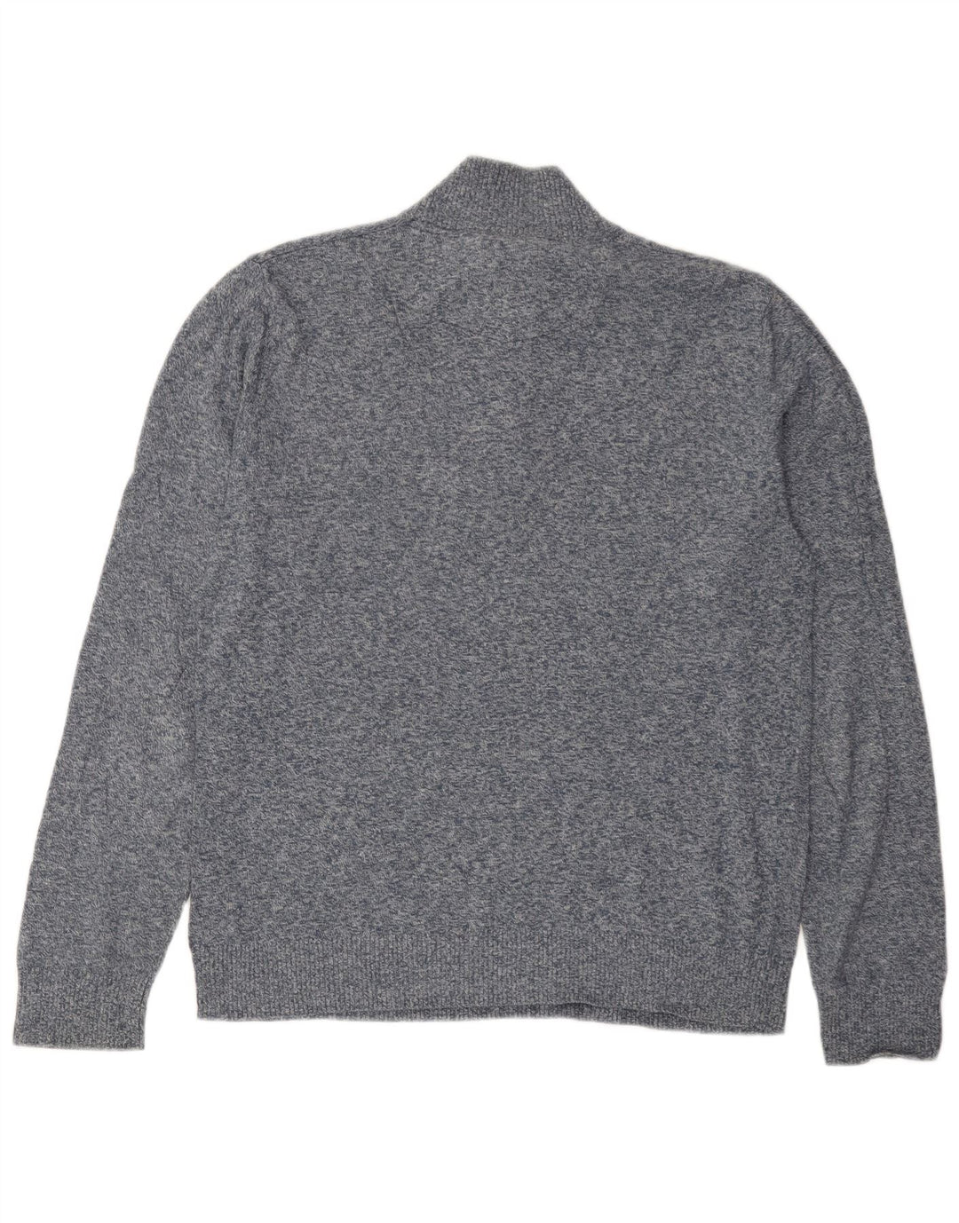 Fat Face Herren-Pullover mit Reißverschluss am Hals, mittelblau gefleckte Baumwolle, klassisch