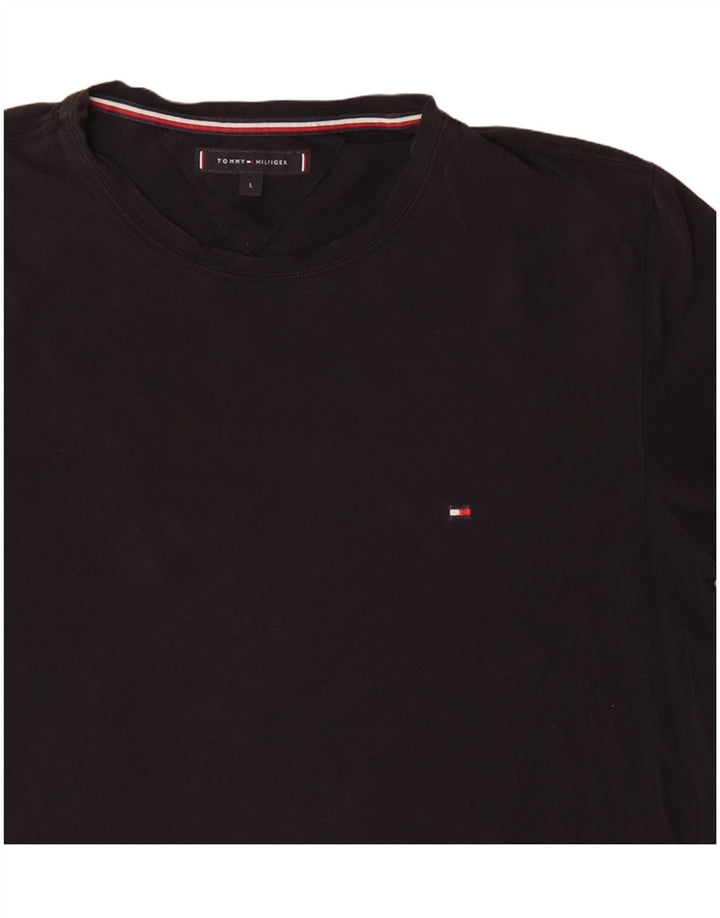 Tommy Hilfiger Herren T-Shirt Top Large Schwarz Baumwolle