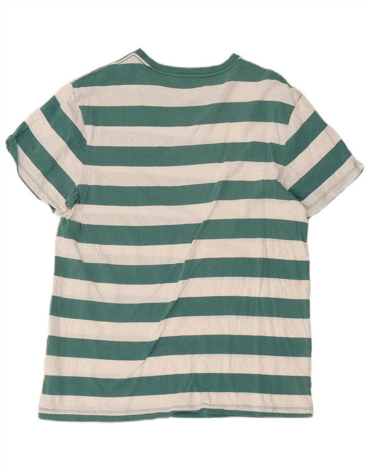 J. Crew Herren-T-Shirt-Oberteil, groß, grün gestreift, Baumwolle