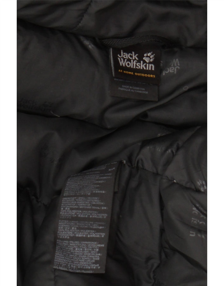 Jack Wolfskin Wattierte Damenjacke mit Kapuze, UK 12, Mittelschwarz, Farbblock