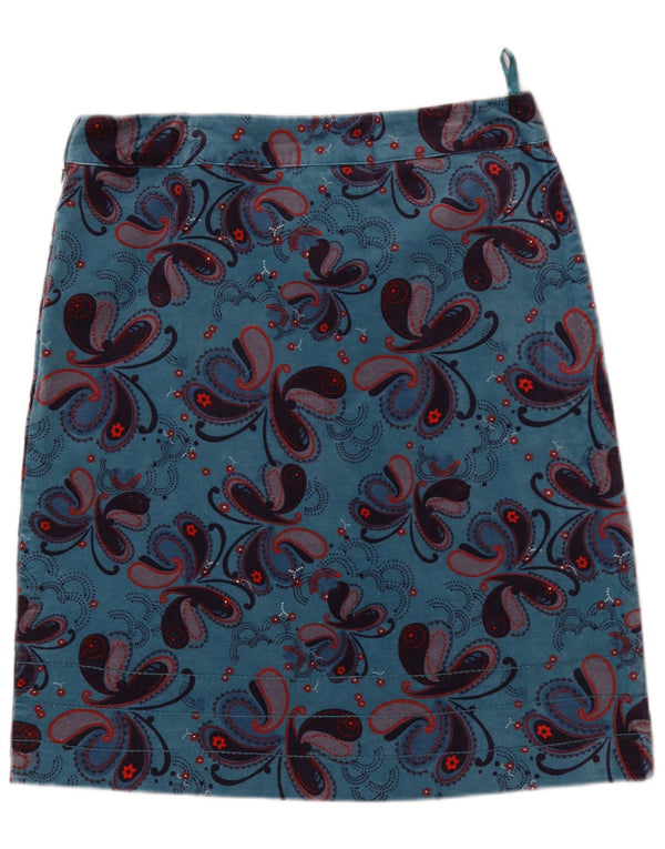 White Stuff Gerader Damenrock UK 12 Medium W32 Blau Paisley