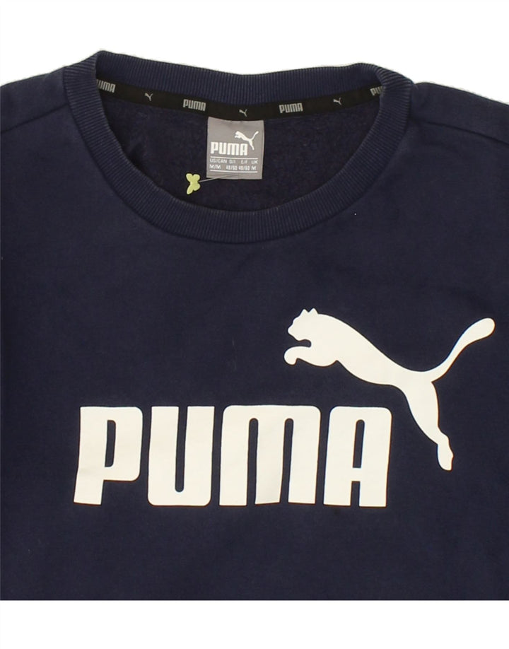 PUMA Mens Graphic Sweatshirt Jumper Medium Navy Blue Cotton | Vintage Puma | Thrift | Second-Hand Puma | Used Clothing | Messina Hembry 