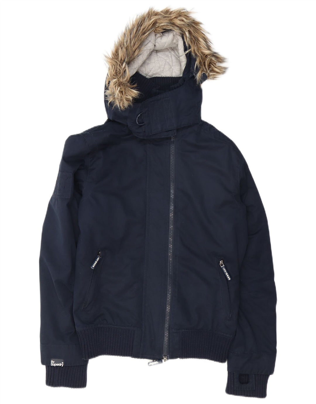 Superdry Herren The Windbomber Bomberjacke mit Kapuze, UK 38, Mittelmarineblau