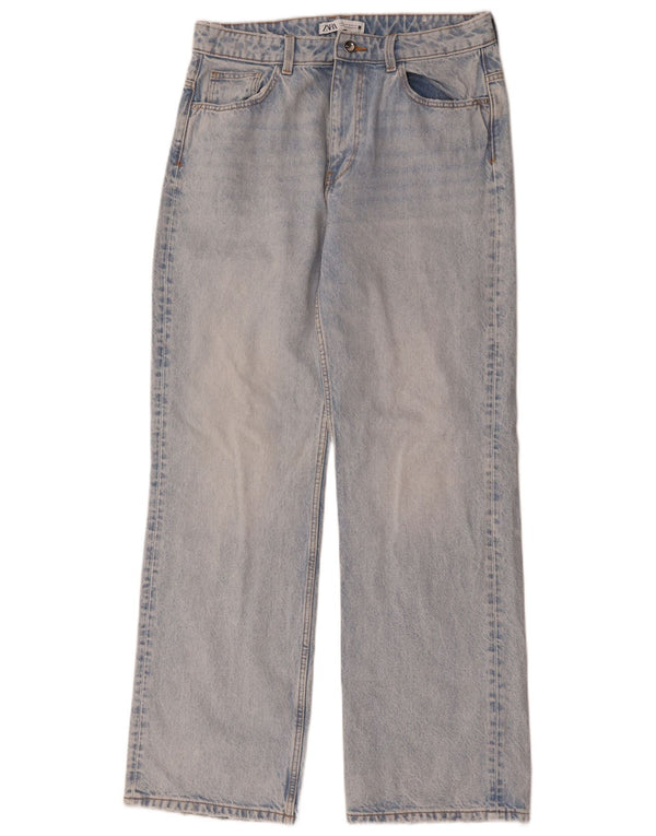 Zara Damen-Jeans mit hoher Taille und weitem Bein, EU 42, groß, W32, L32, blaue Baumwolle