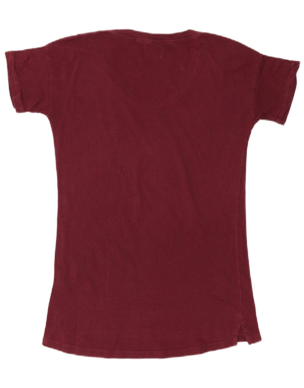 Converse Damen Grafik-T-Shirt-Oberteil UK 14 Medium Burgund Baumwolle