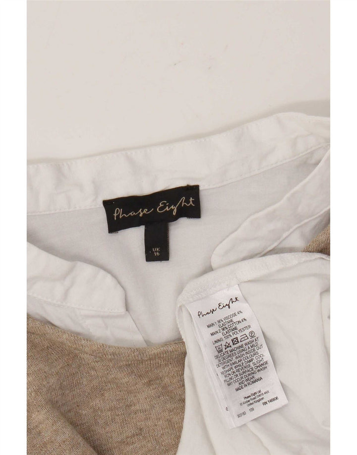 Phase Eight Damen Tunika-Oberteil UK 16 Large Braune Colourblock-Viskose