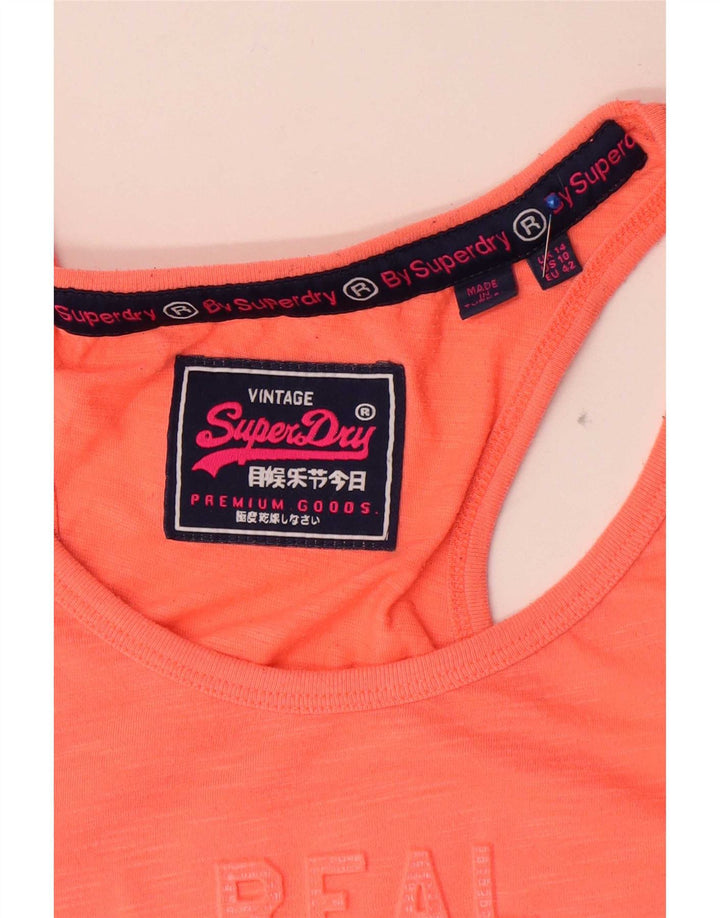 Superdry Damen Grafik-Trägershirt UK 14 Large Orange Polyester