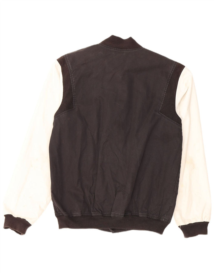 Adidas Herren Graphic Varsity Jacke UK 38 Mittelschwarze Colourblock-Baumwolle