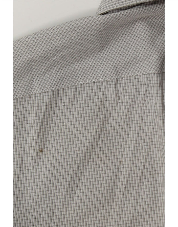 Calvin Klein Herren-Slim-Fit-Hemd, Größe 39, 15 1/2, mittelgraue Gingham-Baumwolle