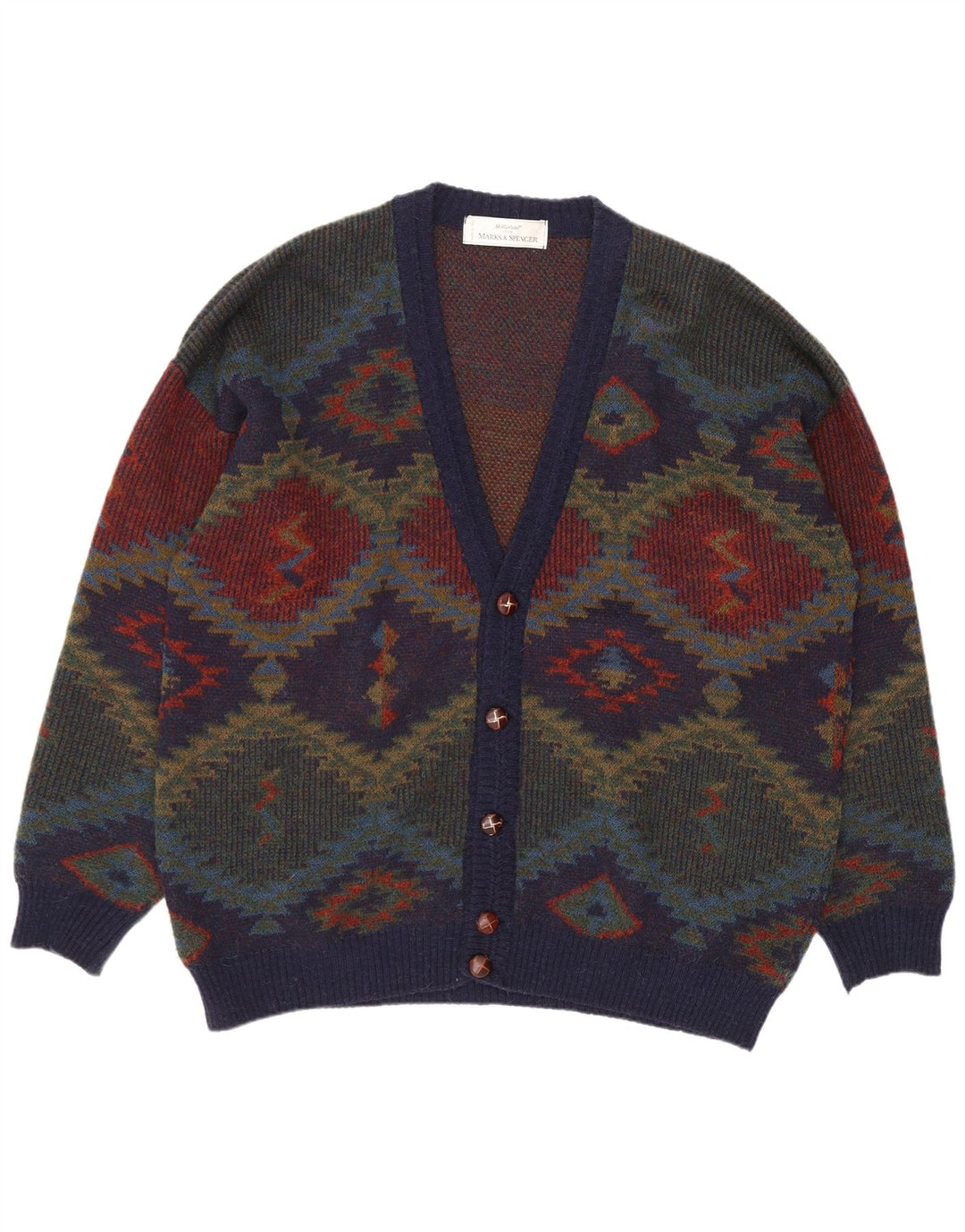 Marks & Spencer Herren St. Michael Cardigan Pullover XL Marineblau Retro