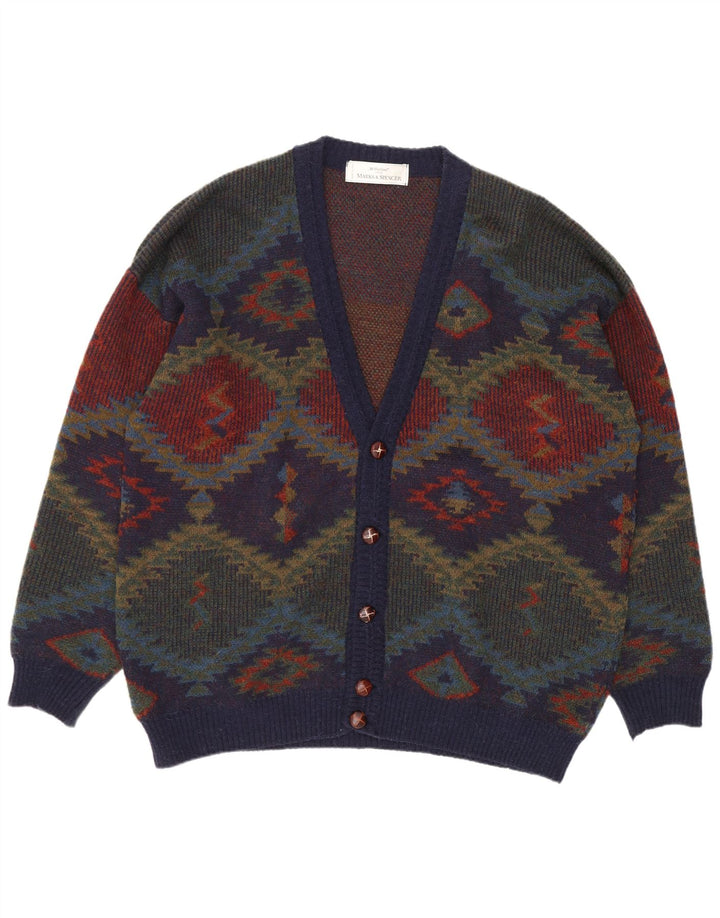 Marks & Spencer Herren St. Michael Cardigan Pullover XL Marineblau Retro