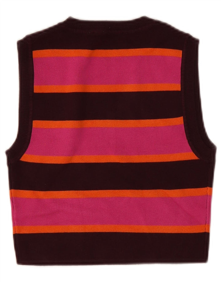 Zara Damen Crop Vest Top UK 12 Mittelrosa gestreift