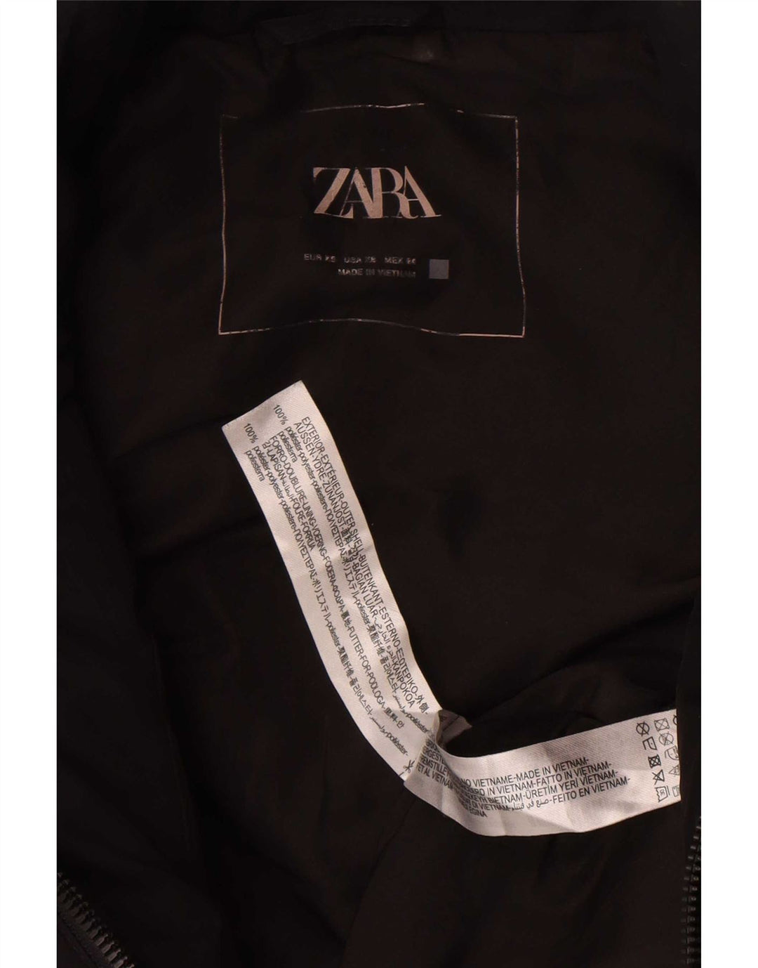Zara Damen Übergroße wattierte Weste UK 6 XS Schwarz Polyester