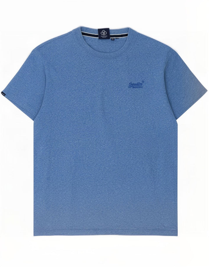 Superdry Herren T-Shirt-Oberteil aus mittelblau gefleckter Baumwolle