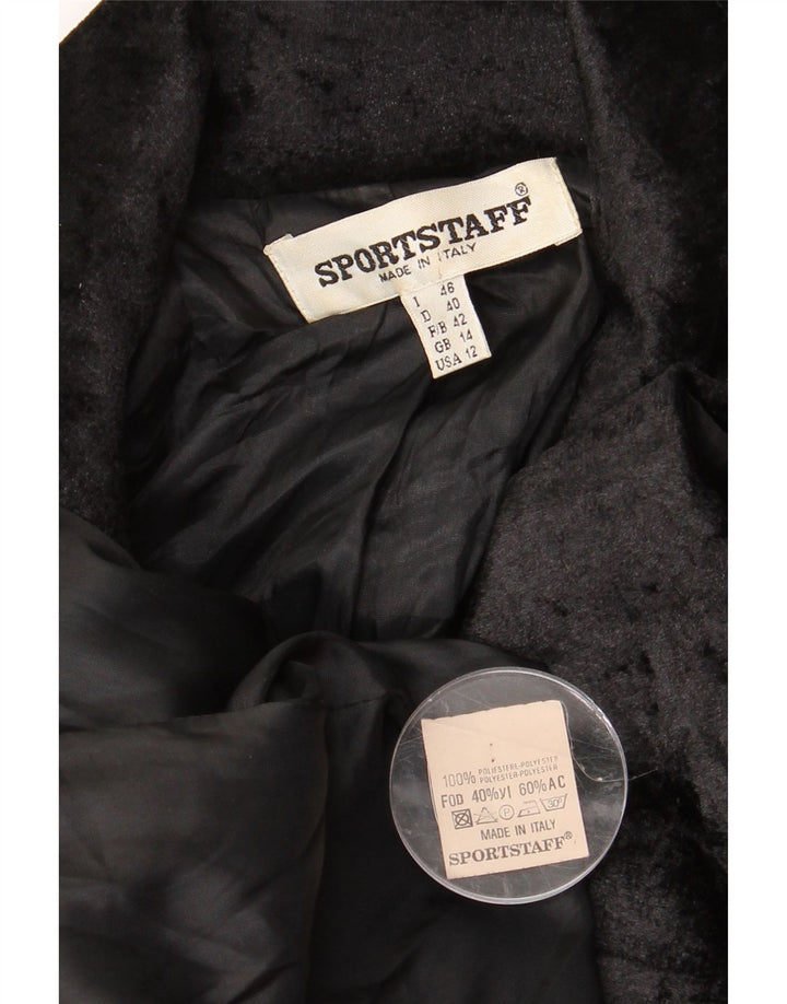 Sportstaff Damen-Blazer, zweireihig, Größe UK 14, Größe L, Schwarz, Polyester