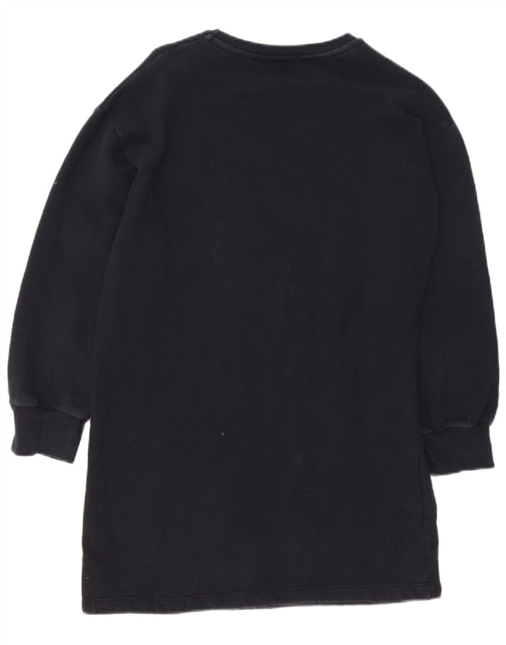 ZARA Damen Grafik-Sweatshirt-Pulloverkleid UK 14 Mittelschwarze Baumwolle