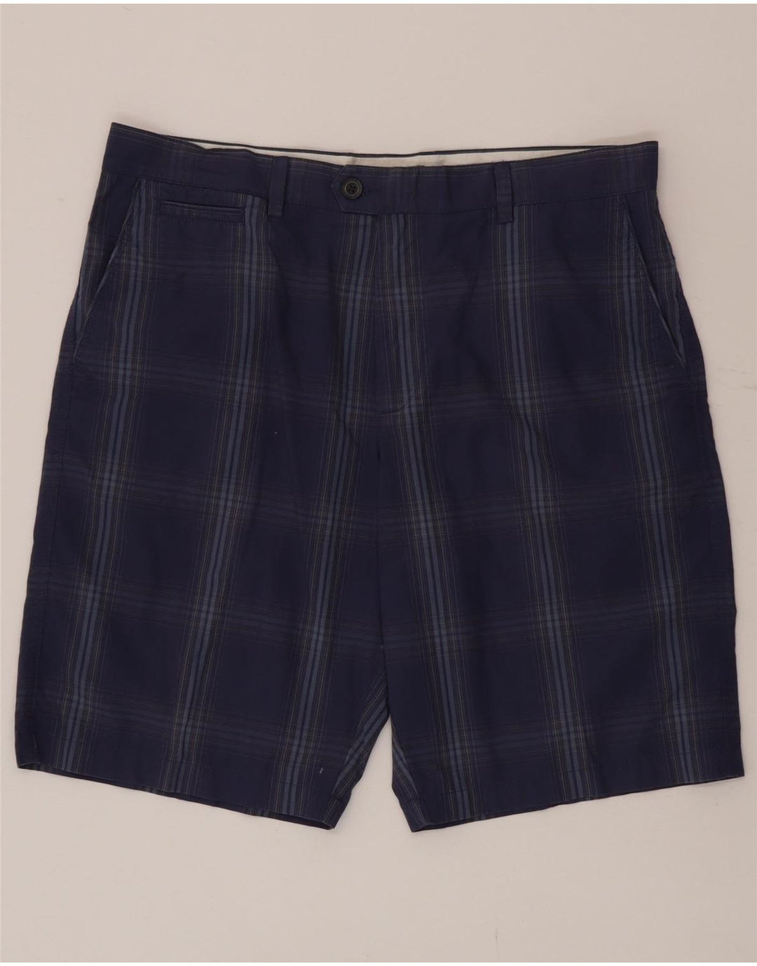 Marks & Spencer Herren-Chinoshorts W36, groß, blau kariert, Baumwolle
