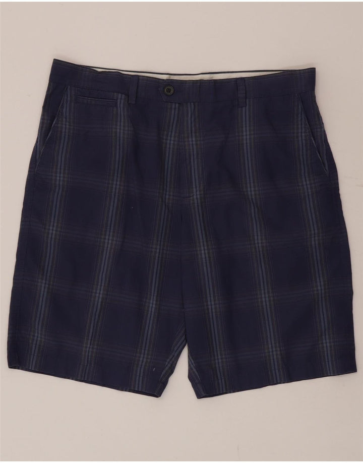 Marks & Spencer Herren-Chinoshorts W36, groß, blau kariert, Baumwolle
