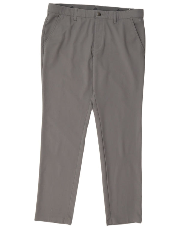 Adidas Mens Straight Trousers W34 L32 Grey Polyester