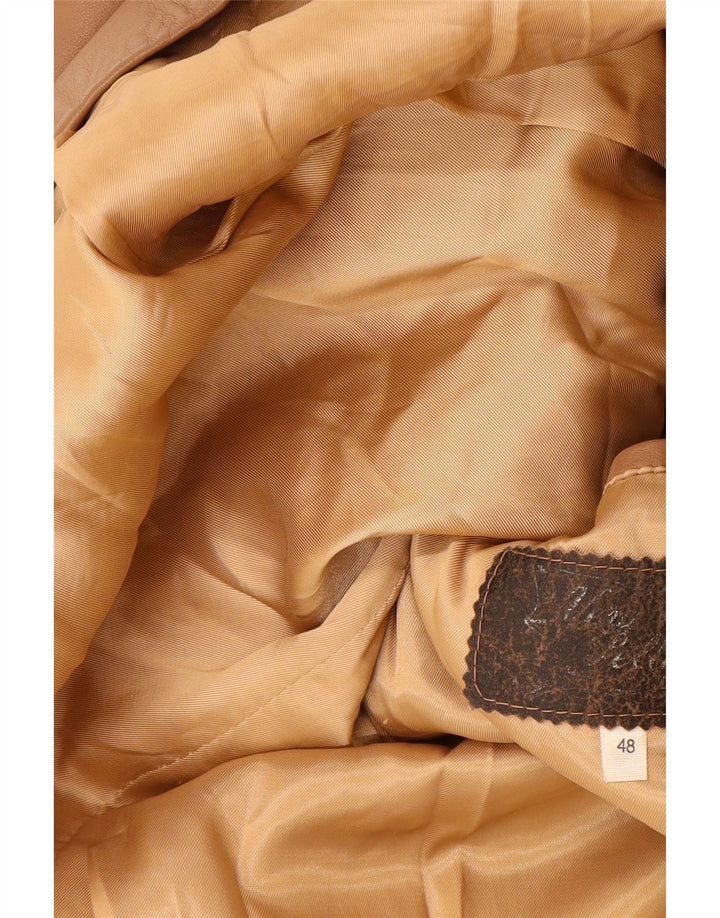 VINTAGE Herren 2-Knopf-Lederblazer IT 48 Mittelbeiges Leder