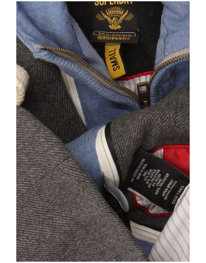 Superdry Damen-Blazer mit Kapuze und 2 Knöpfen, UK 10, Größe S, graue Wolle