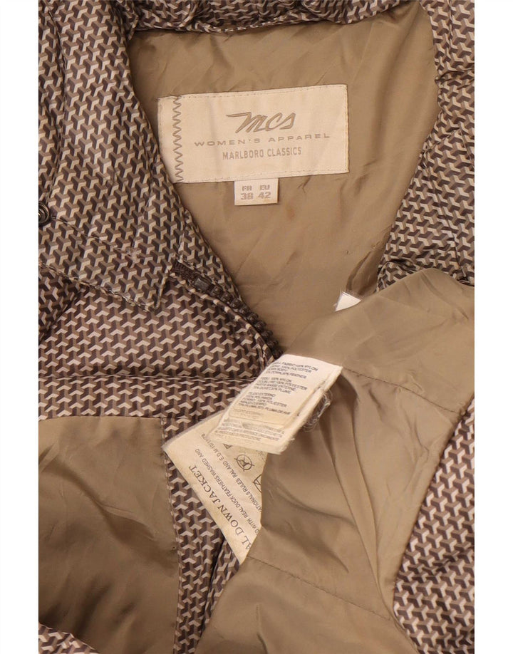 Marlboro Classics Wattierte Damenjacke mit Kapuze, EU 42, groß, grau, geometrisch