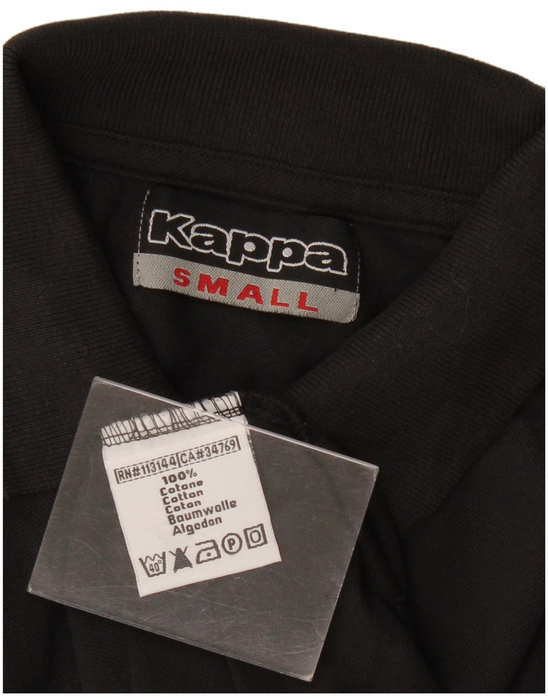 Kappa Herren-Langarm-Poloshirt, Größe S, Schwarz, Baumwolle