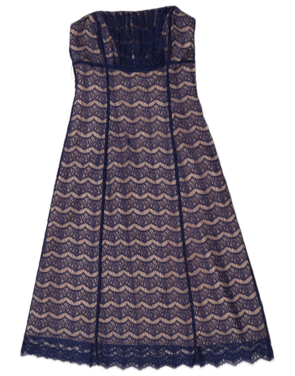 Coast Trägerloses Spitzenkleid für Damen, UK 10, Größe S, Marineblau, Nylon mit Blumenmuster