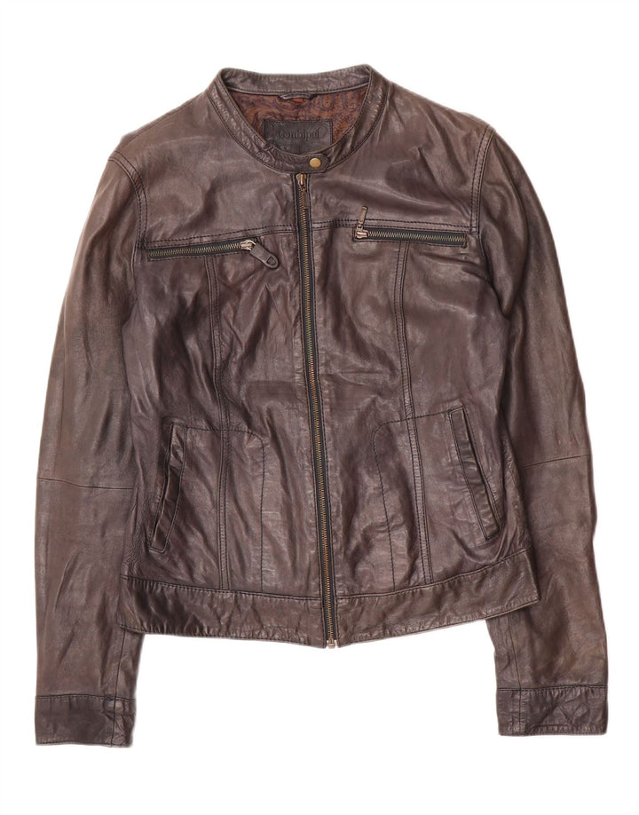 Conbipel Damen Crop Lederjacke IT 46 Großes schwarzes Leder