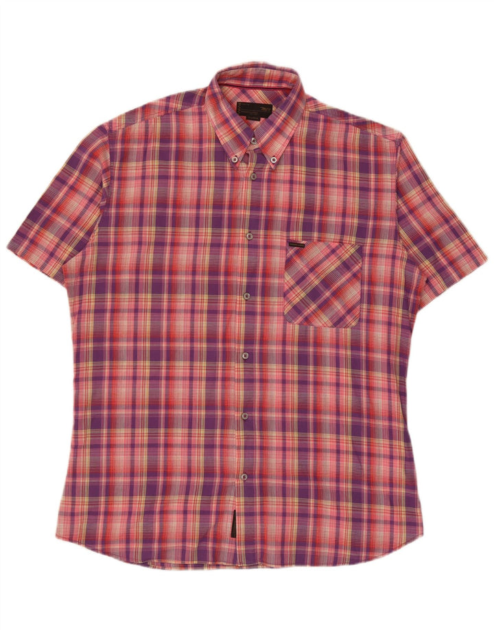 Marlboro Classics Herren Kurzarmhemd XL Rosa Kariert Baumwolle