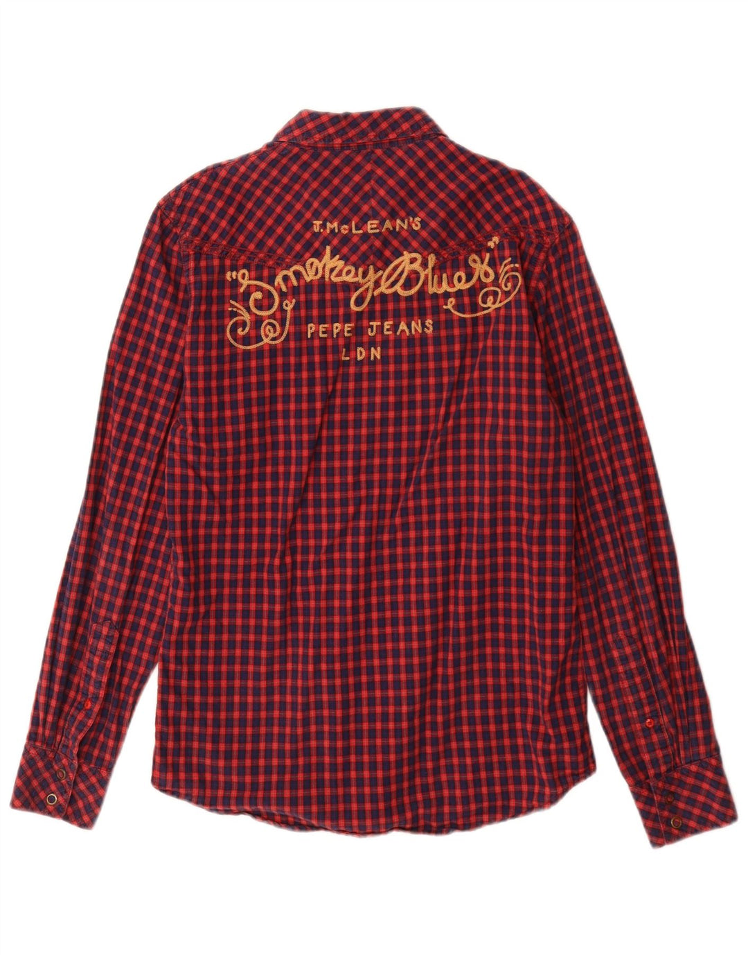 PEPE Jeans Herren-Flanellhemd mit Grafik, klein, rot, Gingham-Baumwolle