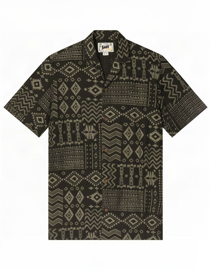 Pull & Bear Damen Kurzarmhemd Small Schwarz Geometrisch Viskose