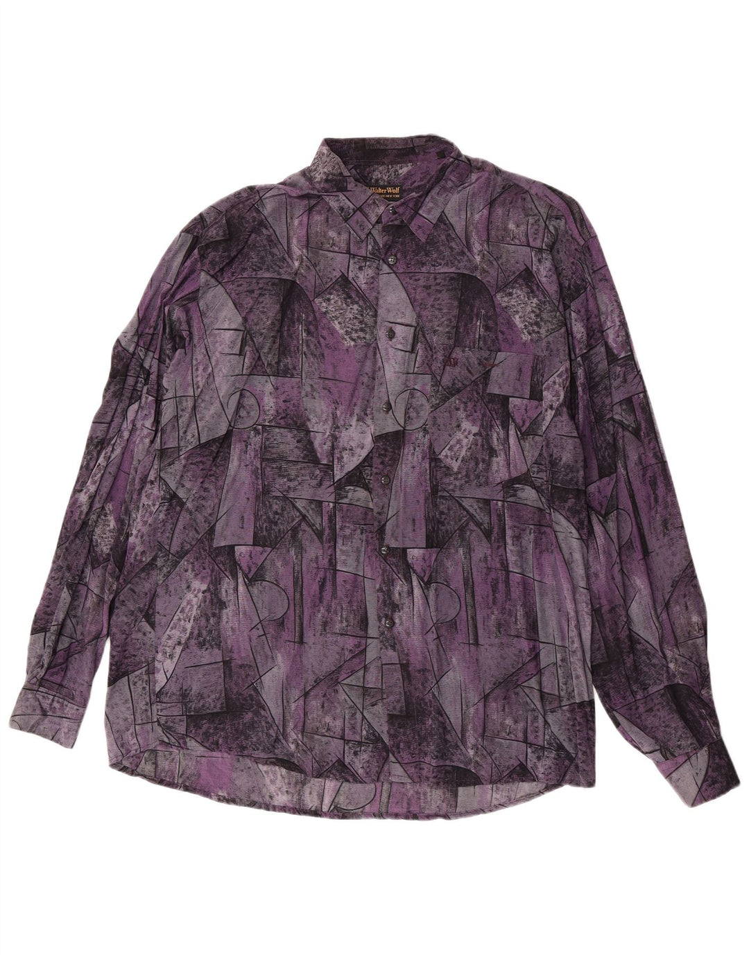 Walter Wolf Herrenhemd Größe 43 Große lila geometrische Viskose