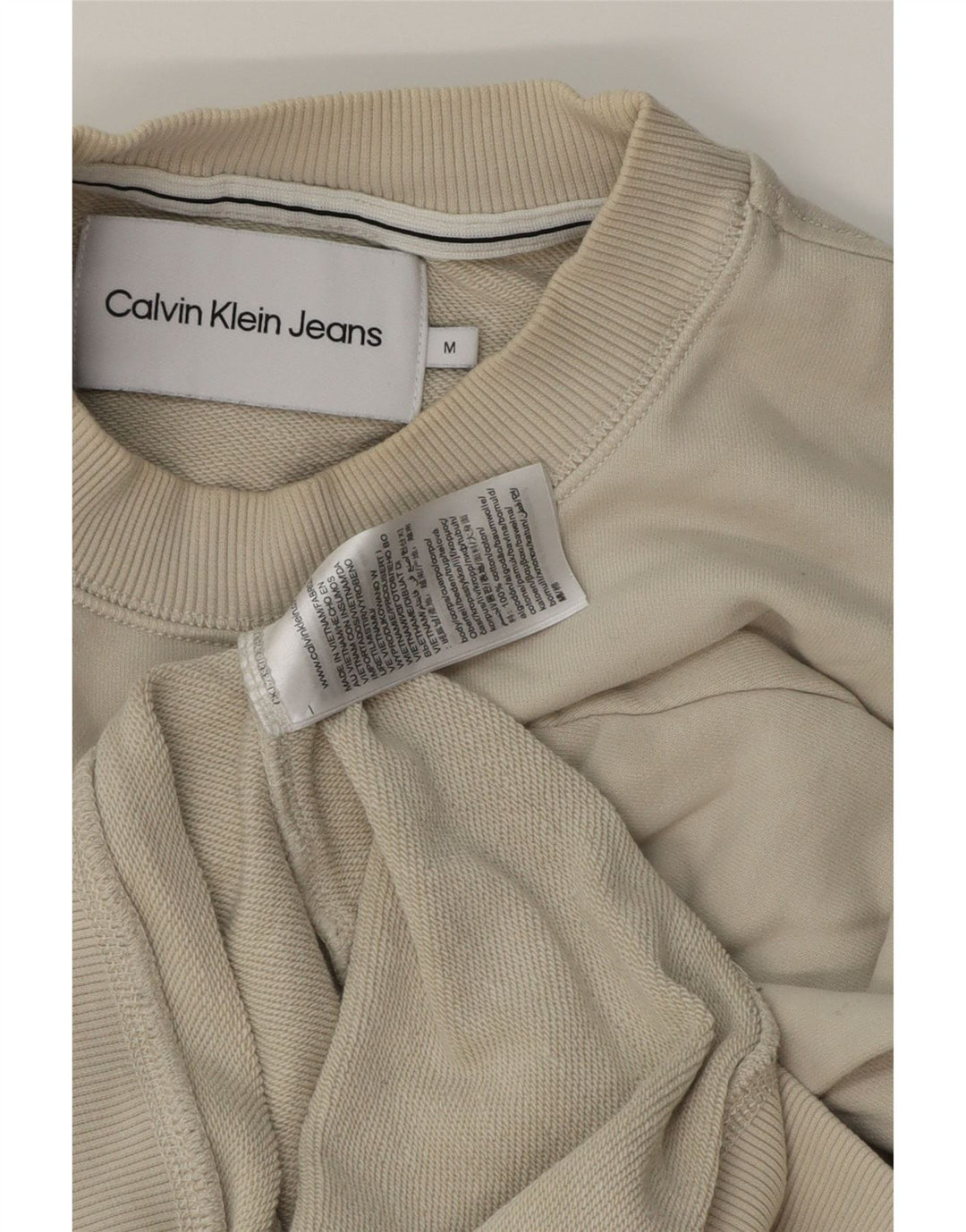 Calvin Klein Jeans Herren-Sweatshirt mit Grafik, Medium, cremefarbene Baumwolle
