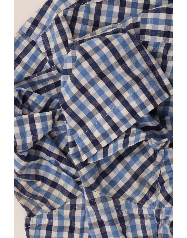 Izod Herren-Kurzarmhemd XL aus blauer Gingham-Baumwolle