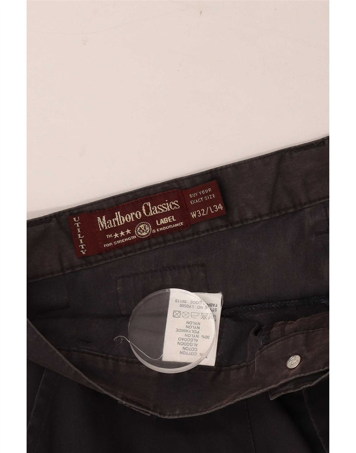 Marlboro Classics Gerade Herren-Cargohose W32 L28 Schwarze Baumwolle