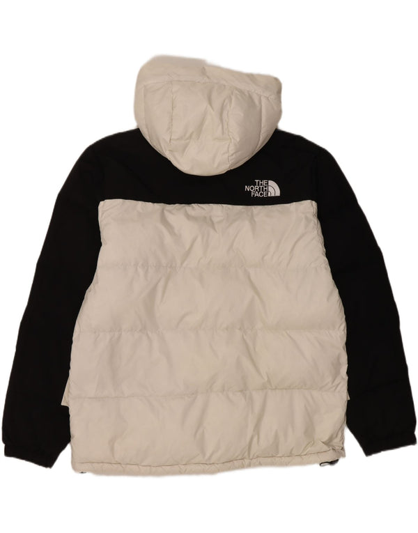 The North Face wattierte Herrenjacke mit Kapuze, UK 40, Größe L, Weiß, Farbblock