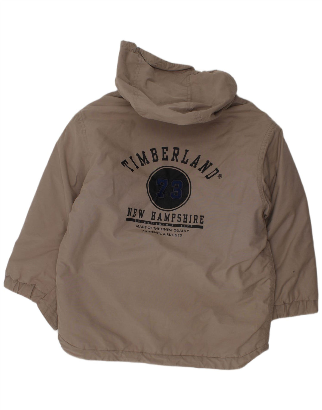 TIMBERLAND Boys Graphic Hooded Windbreaker Jacket 5-6 Years Grey Cotton