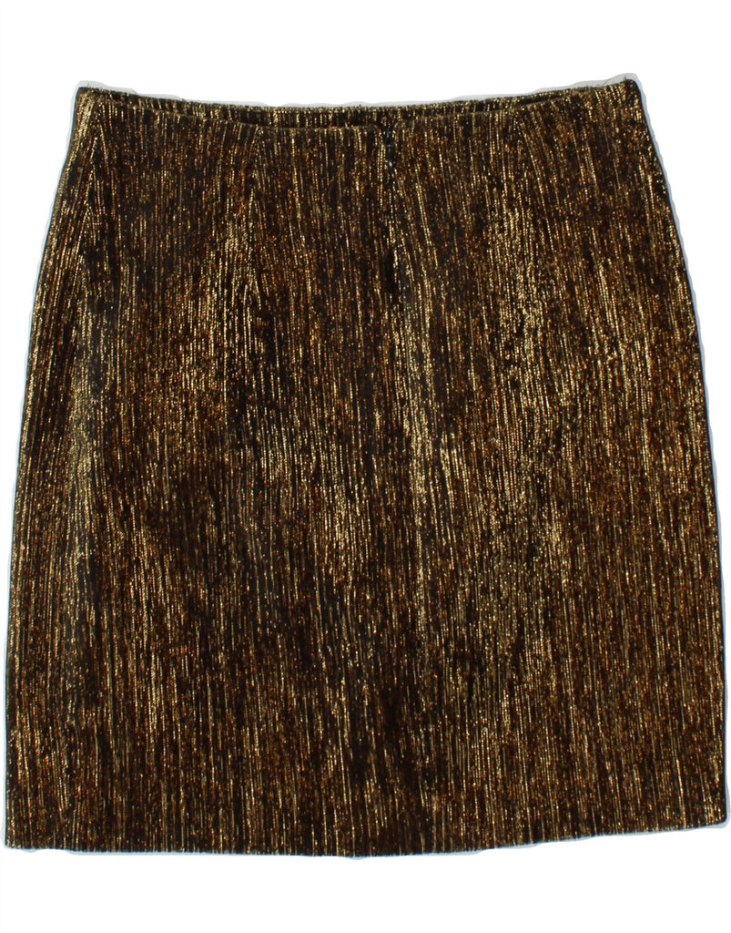 DAS PETITS HAUTS Womens Pencil Skirt W28 Medium Gold Striped Vintage Das Petits Hauts and Second-Hand Das Petits Hauts from Messina Hembry 