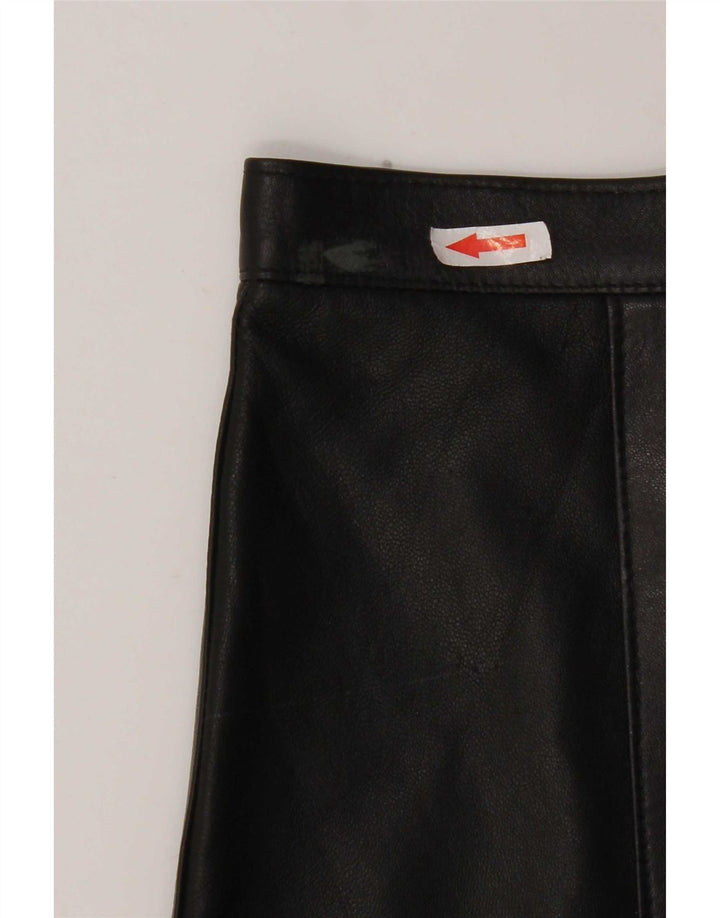 Vintage Damen Mini Lederrock W28 Medium Schwarz