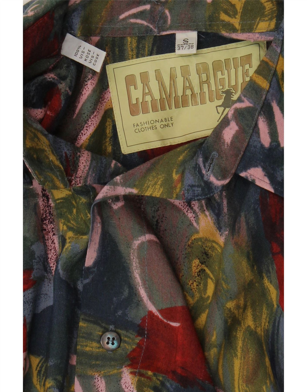Camargue Herren-Hemd mit abstraktem Muster, Größe 37/38, kleine, mehrfarbige Viskose
