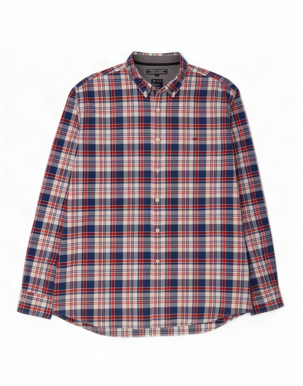 Tommy Hilfiger Herren New York Fit Hemd 2XL blau kariert Baumwolle